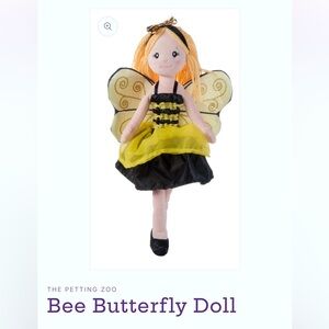 The Petting Zoo Bee Butterfly Doll Yellow Black Fairy